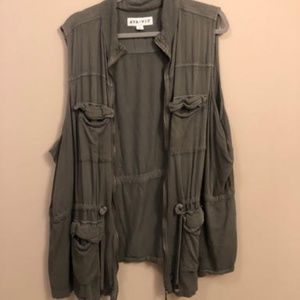 Ava Viv Plus Size Green Army Vest